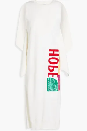 Chloé Draped appliquéd wool midi dress - White