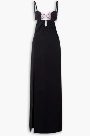 Nensi Dojaka Embellished tulle-trimmed cutout ponte gown