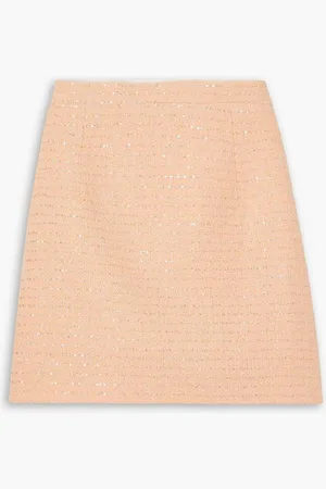 Alessandra Rich Sequin-embellished cotton-blend tweed mini skirt - Pink