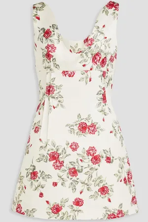 EMILIA WICKSTEAD Zephyr floral-print duchesse-satin mini dress - White