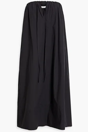 Another Tomorrow Strapless cotton-poplin midi dress