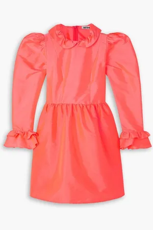 BATSHEVA Ruffled neon taffeta mini dress - Orange