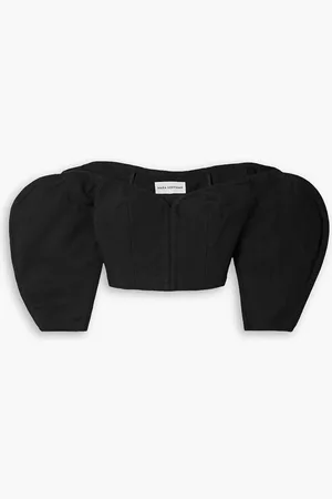 Mara Hoffman Juana off-the-shoulder cropped TENCEL™ Lyocell l and linen-blend top
