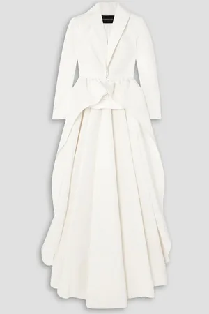 BRANDON MAXWELL Silk-faille peplum jacket - White