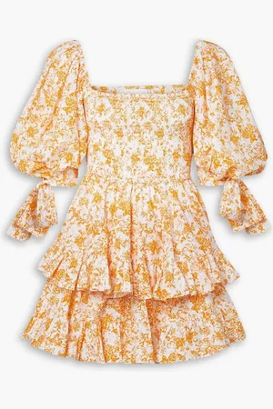 Caroline Constas Finley ruffled floral-print cotton-blend poplin mini dress - Yellow
