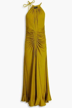Proenza Schouler Cutout ruched jersey maxi dress - Green