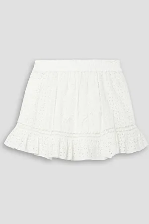 LOVESHACKFANCY Baydar embroidered broderie anglaise cotton-voile mini skirt - White