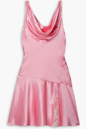 LOVESHACKFANCY Lionel draped lace-trimmed silk-charmeuse mini dress