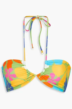 FAITHFULL THE BRAND Arriba floral-print stretch-ECONYL bikini top - Green