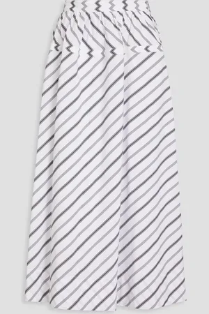 Tory Burch Striped cotton-poplin midi skirt