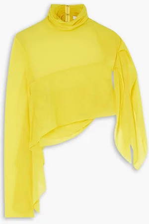 Supriya Lele One-sleeve cropped georgette top