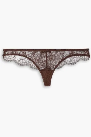 Coco De Mer Mickalene satin-trimmed lace thong