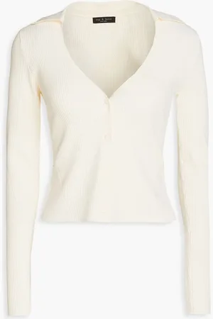 RAG&BONE Asher cropped ribbed-knit cardigan - White