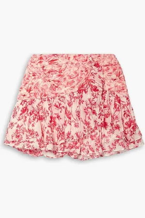 LOVESHACKFANCY Rhodes floral-print silk-crepon mini skirt
