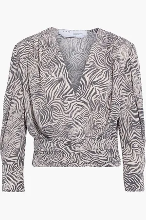 IRO Ferraz cropped wrap-effect zebra-print crepe de chine blouse - Pink