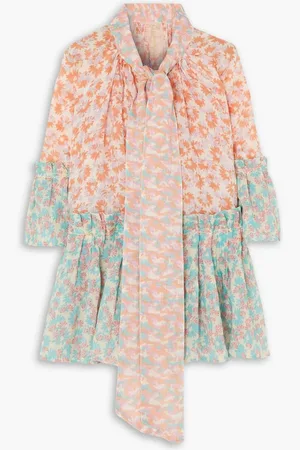 YVONNE S Angelica ruffled floral-print linen mini dress