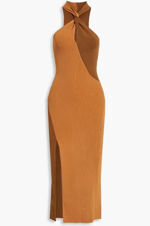 Nicholas Twisted two-tone ribbed-knit midi dress