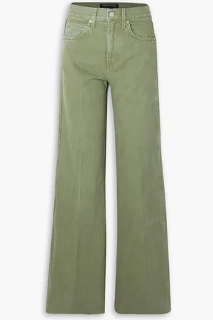 VERONICA BEARD Taylor frayed high-rise wide-leg jeans - Green