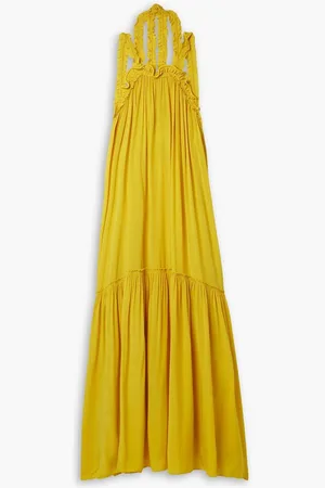 ULLA JOHNSON Celeste open-back ruffled silk-crepe halterneck maxi dress