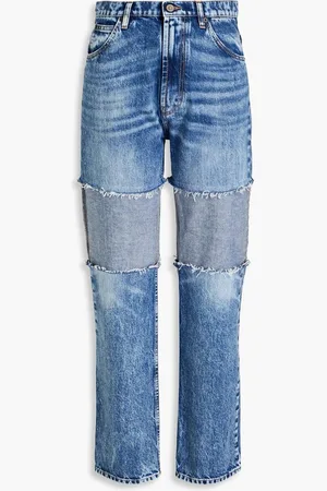 Maison Margiela Patchwork high-rise straight-leg jeans - Blue
