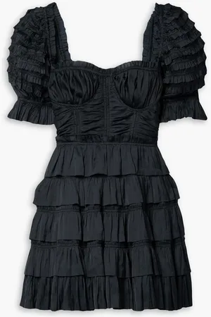 ULLA JOHNSON Lucette ruffled gathered satin mini dress