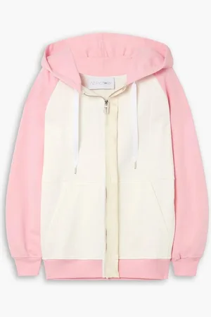 AZ FACTORY Free To color-block embroidered cotton-jersey zip-up hoodie - Pink