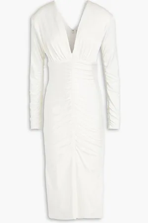 ET OCHS Vivian gathered satin-jersey midi dress - White