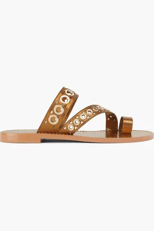 Sandro Embellished cutout metallic leather sandals - Metallic