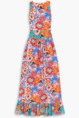 Borgo De Nor Amara open-back floral-print cotton-seersucker maxi dress - Pink