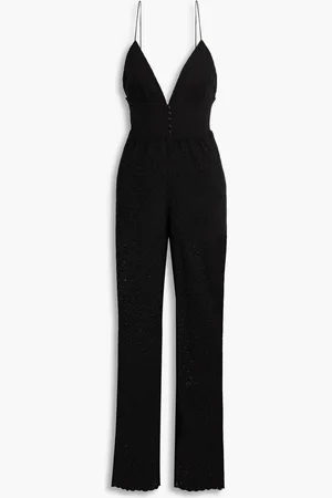 ALICE+OLIVIA Alice Olivia - Tilly smocked broderie anglaise wide-leg jumpsuit