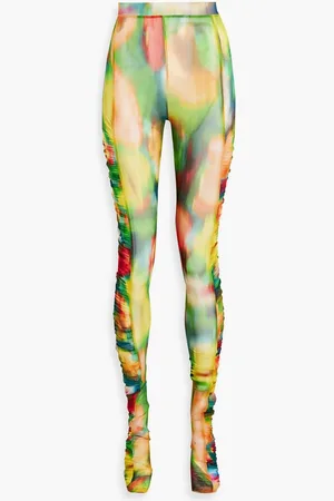 DRIES VAN NOTEN Ruched tie-dyed mesh leggings