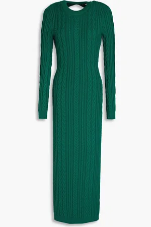 RONNY KOBO Eire open-back cable-knit midi dress - Green