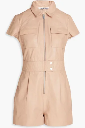 Walter Baker Pleated leather playsuit - Pink