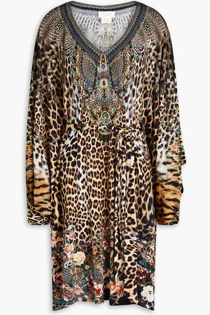 Camilla Crystal-embellished printed stretch-jersey mini dress