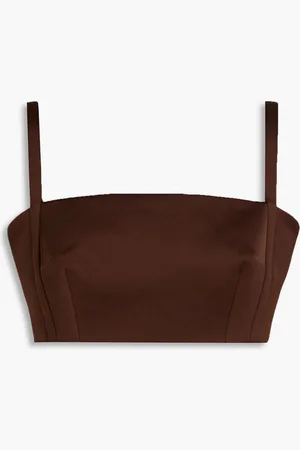 EMILIA WICKSTEAD Cropped satin top - Brown