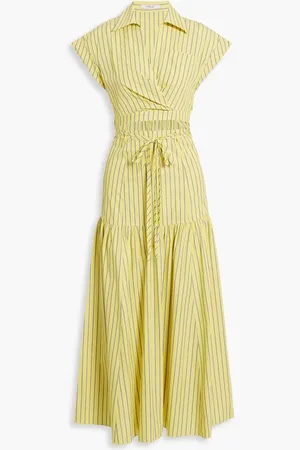 Derek Lam Charlene wrap-effect cutout cotton-poplin midi shirt dress
