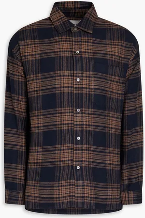 Frame Checked cotton-flannel shirt - Blue