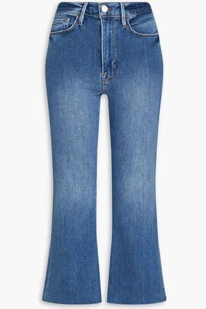 Frame Le Crop Flare cropped faded high-rise kick-flare jeans - Blue