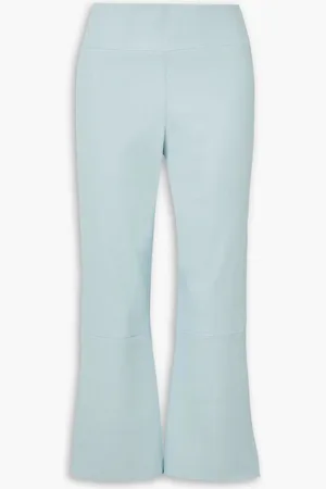SPRWMN Cropped leather flared leggings - Blue