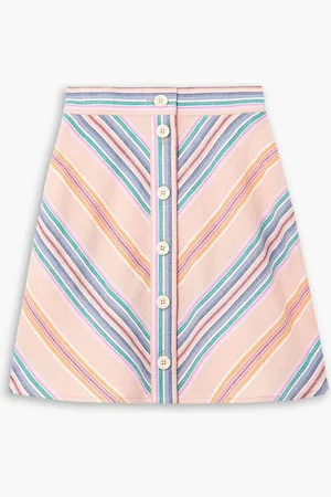 See by Chloé Striped cotton and linen-blend mini skirt - Pink
