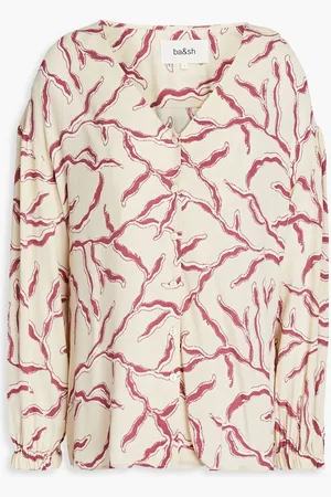 Bash Gathered printed crepe blouse - White
