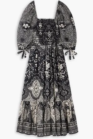 Cara Cara Jazzy shirred printed cotton-voile midi dress