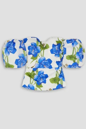 Borgo De Nor Alma off-the-shoulder floral-print cotton-poplin top