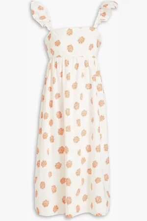 Baum und Pferdgarten Ashaki floral-print organic cotton-poplin midi dress - White