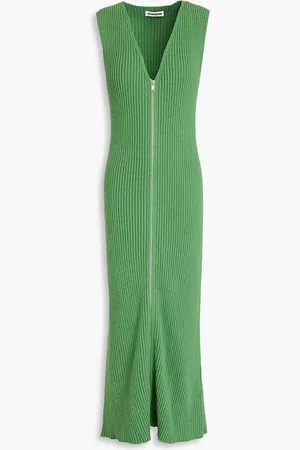 Jil Sander Ribbed cotton midi dress
