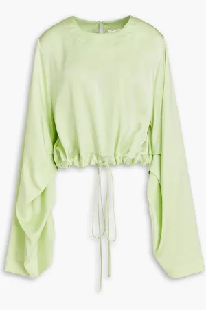 Bondi Born Boracay pleated crepe-satin top - Green