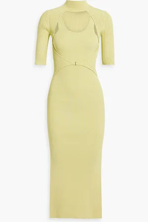 Simkhai Joanna cutout layered ribbed-knit midi dress - Green
