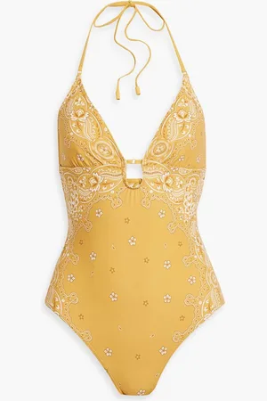 ZIMMERMANN Cutout paisley-print swimsuit - Yellow