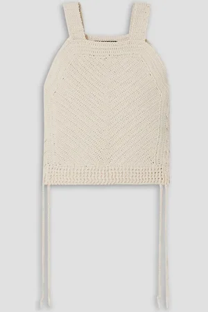 NILI LOTAN Violet cropped crocheted cotton-blend tank - White