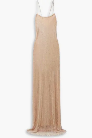 LOVESHACKFANCY Calvert crystal-embellished mesh maxi dress - Pink